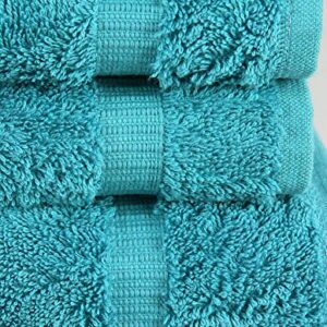 TURKUOISE TURKISH TOWEL % 100 Cotton Turkish Luxury and Super Soft Towels - 2-Piece 27x54 Bath Towels - 2-Piece 16x30 inches Hand Towels - 4-Piece 13x13 inches Washcloths - Bathroom Towel Sets