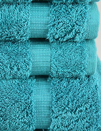 TURKUOISE TURKISH TOWEL % 100 Cotton Turkish Luxury and Super Soft Towels - 2-Piece 27x54 Bath Towels - 2-Piece 16x30 inches Hand Towels - 4-Piece 13x13 inches Washcloths - Bathroom Towel Sets