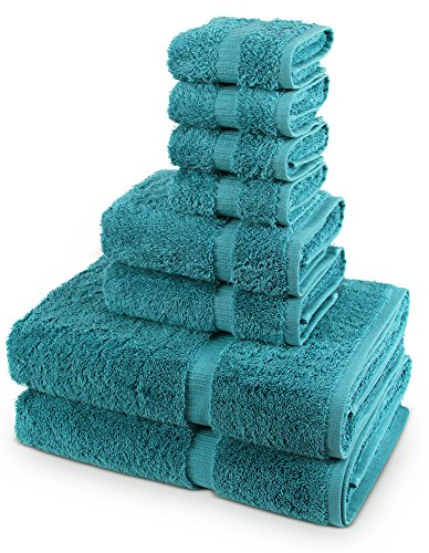 TURKUOISE TURKISH TOWEL % 100 Cotton Turkish Luxury and Super Soft Towels - 2-Piece 27x54 Bath Towels - 2-Piece 16x30 inches Hand Towels - 4-Piece 13x13 inches Washcloths - Bathroom Towel Sets