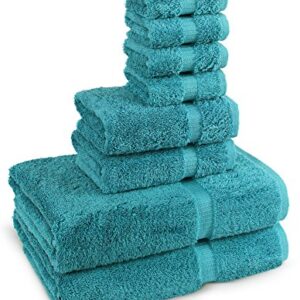 TURKUOISE TURKISH TOWEL % 100 Cotton Turkish Luxury and Super Soft Towels - 2-Piece 27x54 Bath Towels - 2-Piece 16x30 inches Hand Towels - 4-Piece 13x13 inches Washcloths - Bathroom Towel Sets