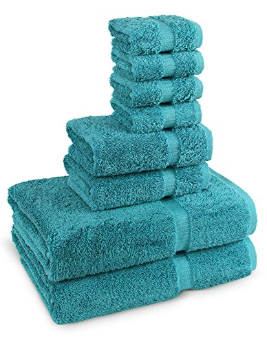 TURKUOISE TURKISH TOWEL % 100 Cotton Turkish Luxury and Super Soft Towels - 2-Piece 27x54 Bath Towels - 2-Piece 16x30 inches Hand Towels - 4-Piece 13x13 inches Washcloths - Bathroom Towel Sets