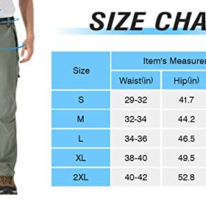 TBMPOY Men's Outdoor Lightweight Windproof Belted Quick-Dry Hiking Pants Thin Sage Green L