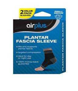 airplus plantar fascia sleeve, men's women's small medium, 2 sleeves (pack of 2)