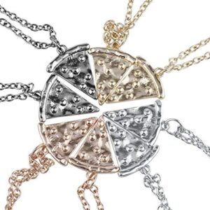 LUX ACCESSORIES Multi Metal Pizza Pie Slice Best Friends BFF Necklace Set 8PC