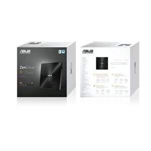 ASUS ZenDrive Black 13mm External 8X DVD/Burner Drive +/-RW with M-Disc Support, Compatible with Both Mac & Windows and Nero BackItUp for Android Devices (USB 2.0 & Type-C Cables Included)