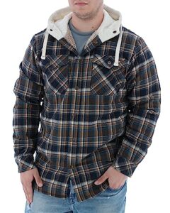 legendary whitetails men's standard camp night berber lined hooded flannel shirt jacket, upland plaid, xx-large