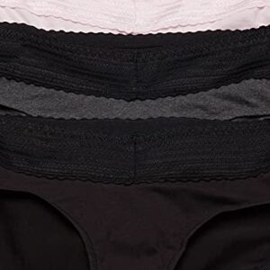 Warner's womens Blissful Benefits No Muffin 3 Pack Hipster Panties, Black/Pale Pink/Dark Gray Heather, Medium US