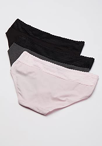 Warner's womens Blissful Benefits No Muffin 3 Pack Hipster Panties, Black/Pale Pink/Dark Gray Heather, Medium US