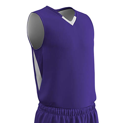 Champro Pivot Polyester Reversible Basketball Jersey, Youth Medium, Purple, White