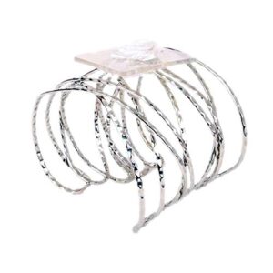 Floral Corsage Bracelet - Hammered Faux Silver - Nina Cuff