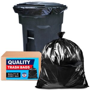 tasker 64-65 gallon trash bags for toter, (huge 50/bags w/ties) 60 gallon trash bags, xl large garbage bags 64-65 gallon extra large leaf bags, commercial trash bags