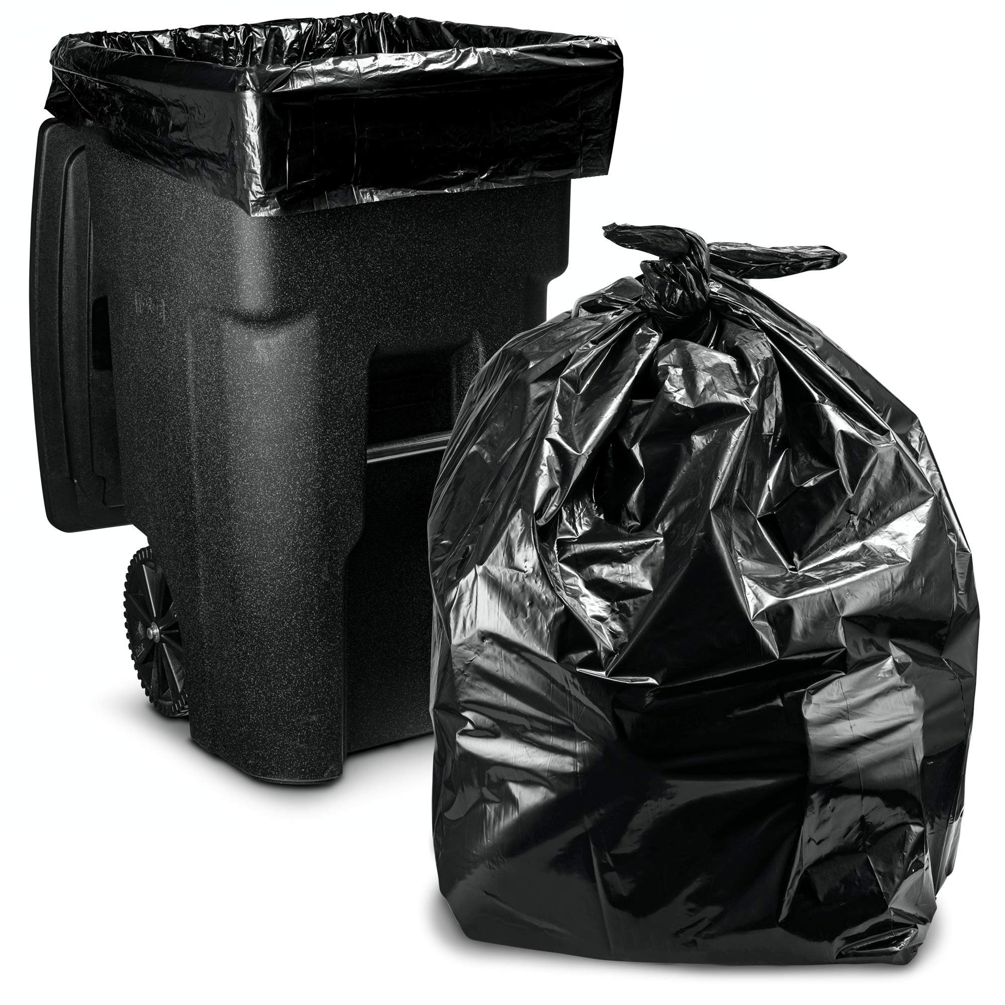 Tasker 64-65 Gallon Trash Bags for Toter, (Huge 50/Bags w/Ties) 60 Gallon Trash Bags, xl Large Garbage Bags 64-65 Gallon Extra Large Leaf Bags, Commercial Trash Bags