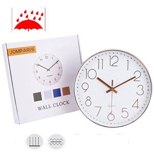 jomparis Modern 12" Battery Operated Non-Ticking Silent Sweep Movement Wall Clock Decorative for Office,Kitchen, Living Room, Bedroom, Bathroom Plastic Frame Glass Cover (Silver,Arabic Numeral)