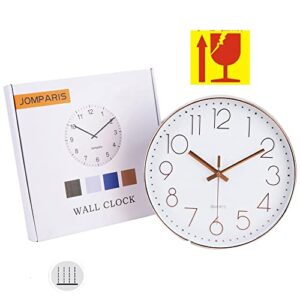 jomparis Modern 12" Battery Operated Non-Ticking Silent Sweep Movement Wall Clock Decorative for Office,Kitchen, Living Room, Bedroom, Bathroom Plastic Frame Glass Cover (Silver,Arabic Numeral)