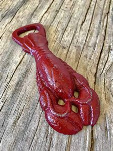 rustic lobster handheld bottle opener – unique men’s stocking stuffer – cajun crawfish barware – man cave novelty gift