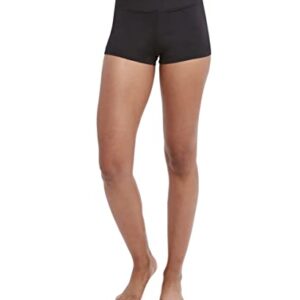 Nautica Women's Standard Mid-Rise Flattering Wide Waistband Boy Leg Bikini Bottom Swimsuit, Black, Small