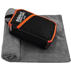 rainleaf microfiber travel towel quick dry swimming towel ultra-compact,super absorbent,washcloths for bathroom, shower,camping,backpacking-gray 30"x50"