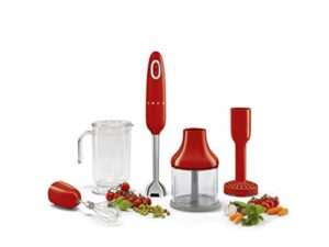 smeg red 50's retro hand blender with accessories