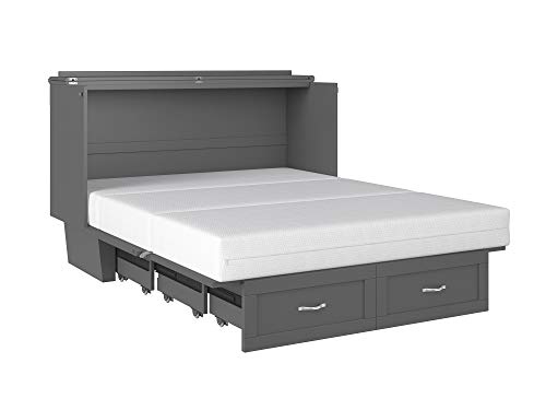 AFI Monroe Murphy Bed Chest with Charging Station, Queen, Grey