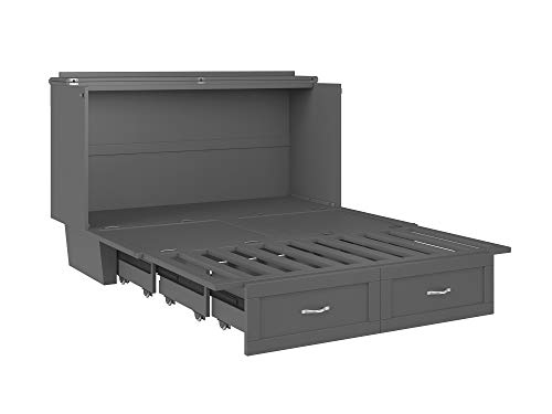AFI Monroe Murphy Bed Chest with Charging Station, Queen, Grey