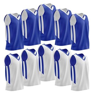 liberty imports 10 pack - reversible men's mesh performance athletic basketball jerseys - adult team sports bulk (blue/white)