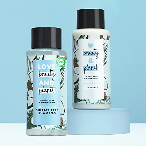 Love Beauty and Planet Volume and Bounty Thickening Shampoo and Conditioner For Volume and Fine Hair Care Coconut Water & Mimosa Flower, Paraben Free, Silicone Free, and Vegan 13.5 oz 2 count