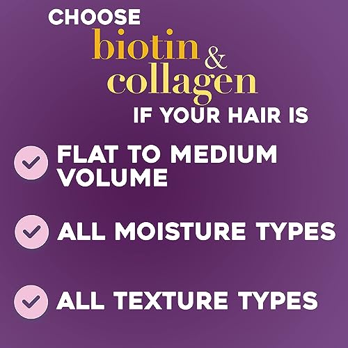 OGX Thick & Full + Biotin & Collagen Shampoo & Conditioner Set, (packaging may vary), Purple, 13 Fl Oz (Pack of 2)