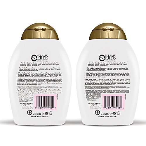 OGX Nourishing + Coconut Milk Shampoo & Conditioner Set, 13 Fl Oz (Pack of 2) (packaging may vary), White