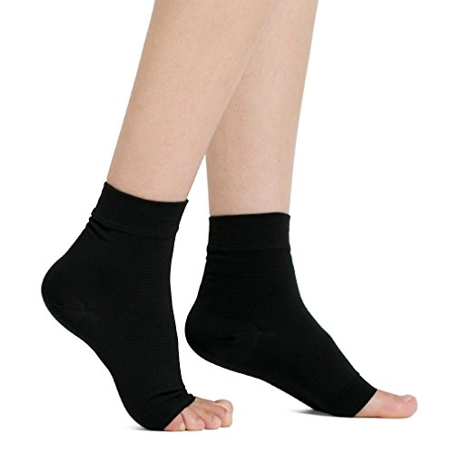 MojaSports Ankle Compression Socks Plantar Fasciitis Foot Sleeves for Arch Support - Relieve Pain, Eases Swelling & Heel Spurs - Better Than Night Splint or Brace (PureBlack, Small/Medium, 1 Pair)