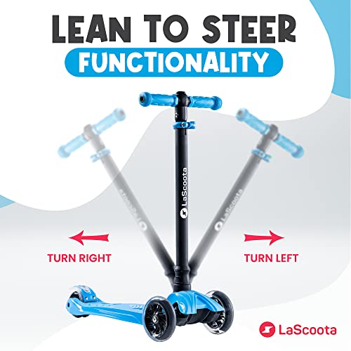 LaScoota 2-in-1 Kids Kick Scooter, Adjustable Height Handlebars and Removable Seat, 3 LED Lighted Wheels and Anti-Slip Deck, for Boys & Girls Aged 3-12 and up to 100 Lbs.