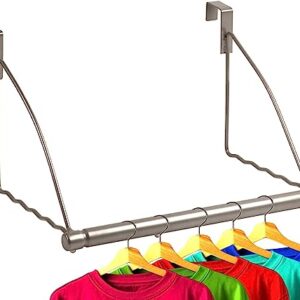 HOLDN’ STORAGE Over The Door Hanger - Door Rack Hangers for Clothes - Bathroom Over Door Hanger for Hanging Clothes & Towels - Over The Door Clothes Drying Rack, Gray
