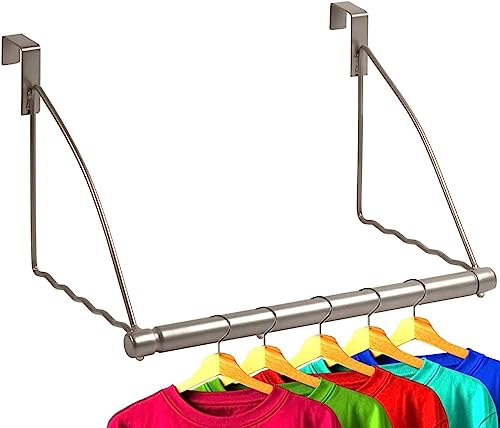 HOLDN’ STORAGE Over The Door Hanger - Door Rack Hangers for Clothes - Bathroom Over Door Hanger for Hanging Clothes & Towels - Over The Door Clothes Drying Rack, Gray