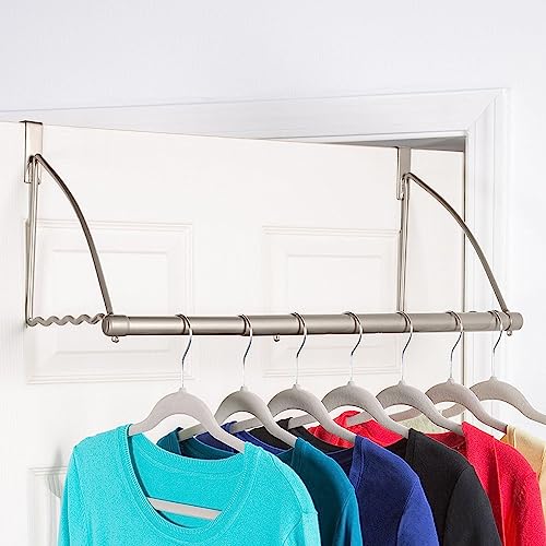 HOLDN’ STORAGE Over The Door Hanger - Door Rack Hangers for Clothes - Bathroom Over Door Hanger for Hanging Clothes & Towels - Over The Door Clothes Drying Rack, Gray