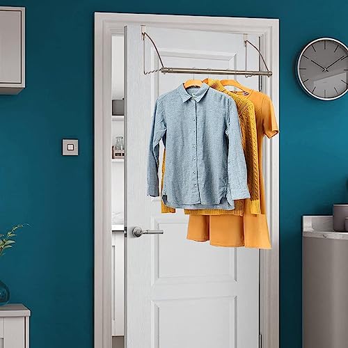 HOLDN’ STORAGE Over The Door Hanger - Door Rack Hangers for Clothes - Bathroom Over Door Hanger for Hanging Clothes & Towels - Over The Door Clothes Drying Rack, Gray