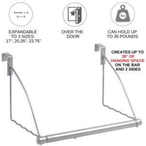 HOLDN’ STORAGE Over The Door Hanger - Door Rack Hangers for Clothes - Bathroom Over Door Hanger for Hanging Clothes & Towels - Over The Door Clothes Drying Rack, Gray