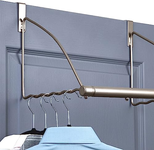 HOLDN’ STORAGE Over The Door Hanger - Door Rack Hangers for Clothes - Bathroom Over Door Hanger for Hanging Clothes & Towels - Over The Door Clothes Drying Rack, Gray