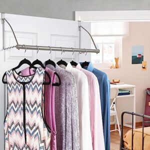 HOLDN’ STORAGE Over The Door Hanger - Door Rack Hangers for Clothes - Bathroom Over Door Hanger for Hanging Clothes & Towels - Over The Door Clothes Drying Rack, Gray