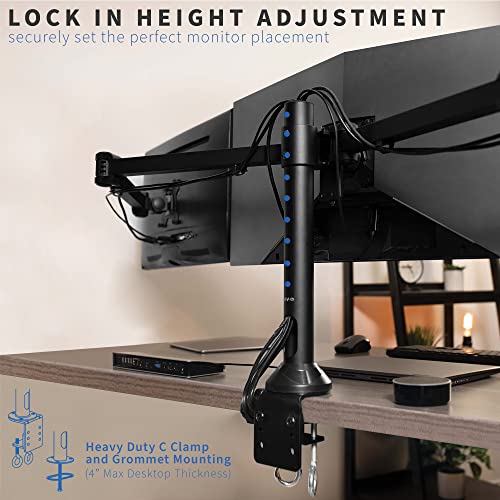 VIVO Triple 23 to 32 inch LED LCD Computer Monitor Desk Mount VESA Stand, Heavy Duty Fully Adjustable Tilt, Swivel, and Rotation, Fits 3 Screens, Black, STAND-V103