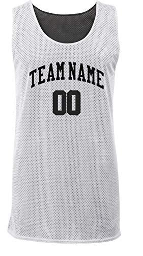 Custom Reversible Basketball Jersey - Front and Back (Adult X-Large, Black)