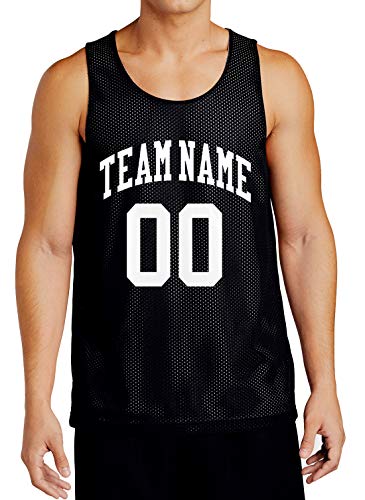 Custom Reversible Basketball Jersey - Front and Back (Adult X-Large, Black)