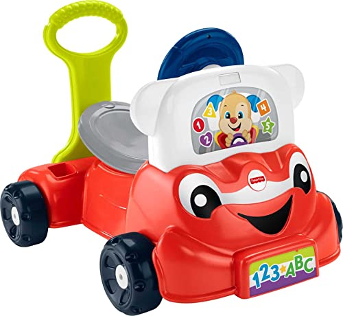 Fisher-Price Laugh & Learn 3-In-1 Smart Car, Baby Walker & Toddler Ride-On Toy with Smart Stages Learning Content for Ages 9+ Months