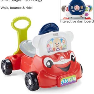 Fisher-Price Laugh & Learn 3-In-1 Smart Car, Baby Walker & Toddler Ride-On Toy with Smart Stages Learning Content for Ages 9+ Months