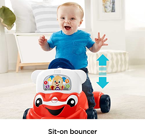 Fisher-Price Laugh & Learn 3-In-1 Smart Car, Baby Walker & Toddler Ride-On Toy with Smart Stages Learning Content for Ages 9+ Months