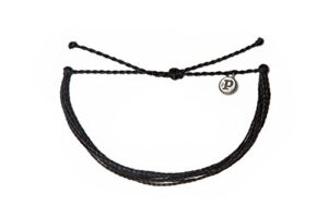 pura vida solid black bracelet - iron-coated copper charm, adjustable band - 100% waterproof