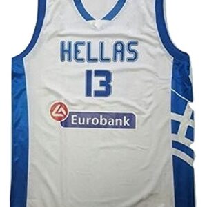 Dwayne Hellas Jersey Mens Throwback Basketball Jersey 13 Greece White Sttich Basket Sewn Shirt (30)