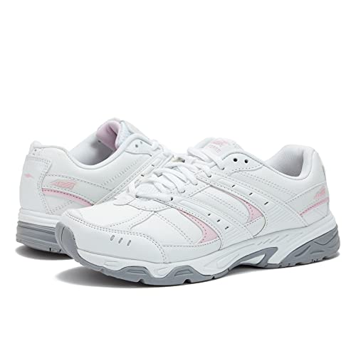 Avia Verge Womens Sneakers - Tennis, Court, Cross Training, or Pickleball Shoes for Women, 8 Medium, White with Light Pink