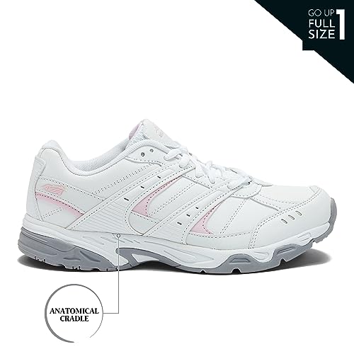 Avia Verge Womens Sneakers - Tennis, Court, Cross Training, or Pickleball Shoes for Women, 8 Medium, White with Light Pink