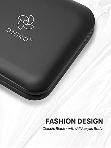 OMIRO Folding Compact Mirror, 1X/10X Magnification 3½” Pocket Size Square Hand Mirror for Travel Makeup (Black)