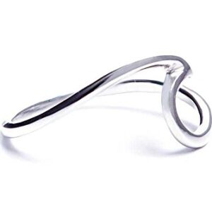 Pura Vida Ocean Wave Ring for Women, Silver or Gold or Rose Gold Plated .925 Sterling Silver Band, Beach -Themed Jewelry (Silver, 8)