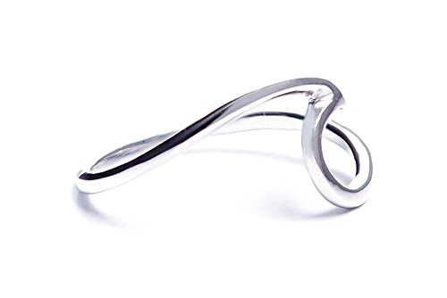 Pura Vida Ocean Wave Ring for Women, Silver or Gold or Rose Gold Plated .925 Sterling Silver Band, Beach -Themed Jewelry (Silver, 8)